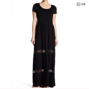 Spense Black Sheer Panel Maxi Dress